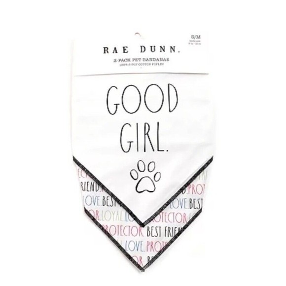 Rae Dunn Other - Rae Dunn 2 Pack Pet Bandannas “Good Girl” Size SM/MED 100% Cotton, new with tags